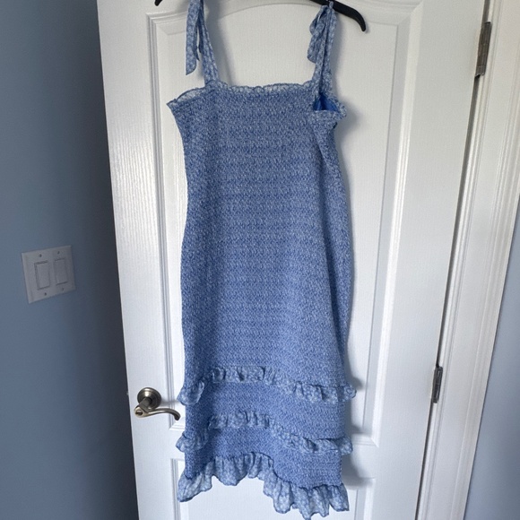 Blue smocked midi dress - Picture 1 of 3